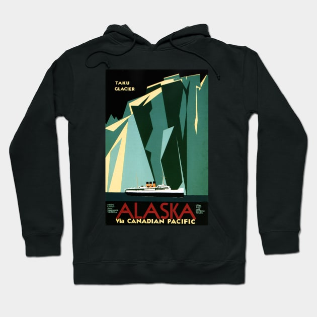 Alaska Taku Glacier Art Deco Advertisement Vintage Steamship Hoodie by vintageposters